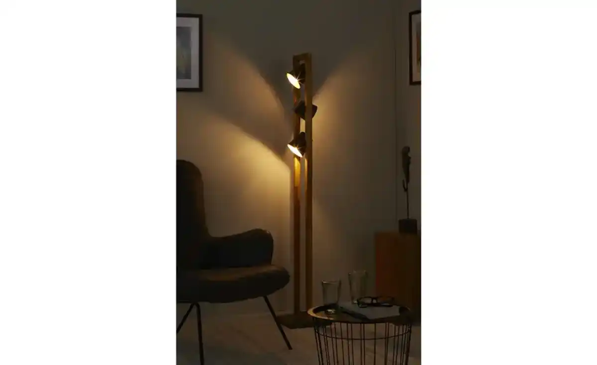 Bild 1 von Trio Stehleuchte, 3-flammig, Nickel antik/Pinienholz Bell