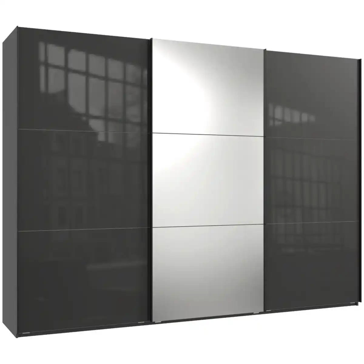 Bild 1 von Stylife Schwebetürenschrank, Graphit, Grau, Metall, 3 Fächer, 300x216x65 cm, BQ - Bündnis für Qualität, Made in Germany, DIN EN ISO 9001, Typenauswahl, in verschiedenen Größen erhältlich, Hol