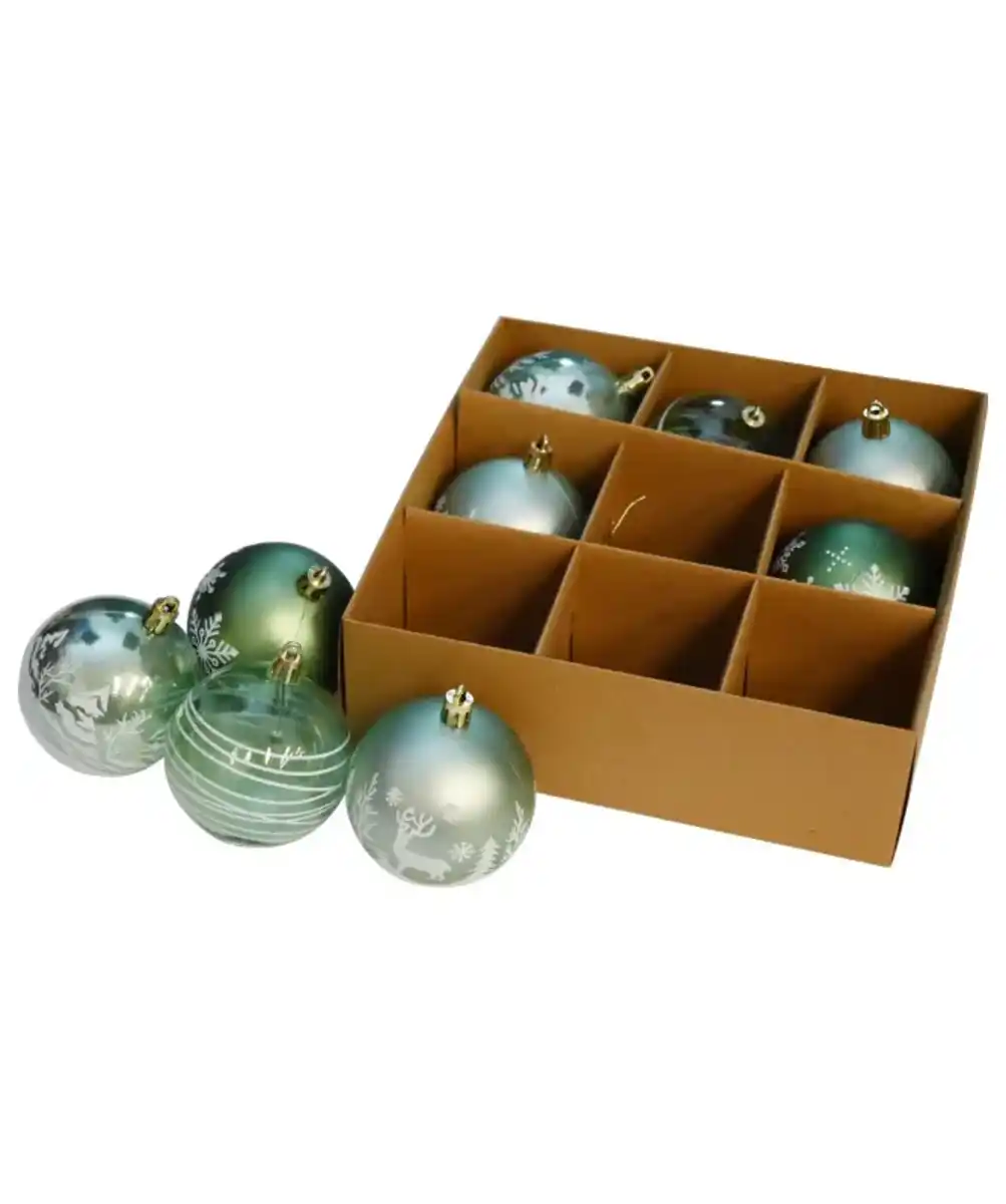 Bild 1 von Gemusterte Christbaumkugeln, mintgrün bedruckt