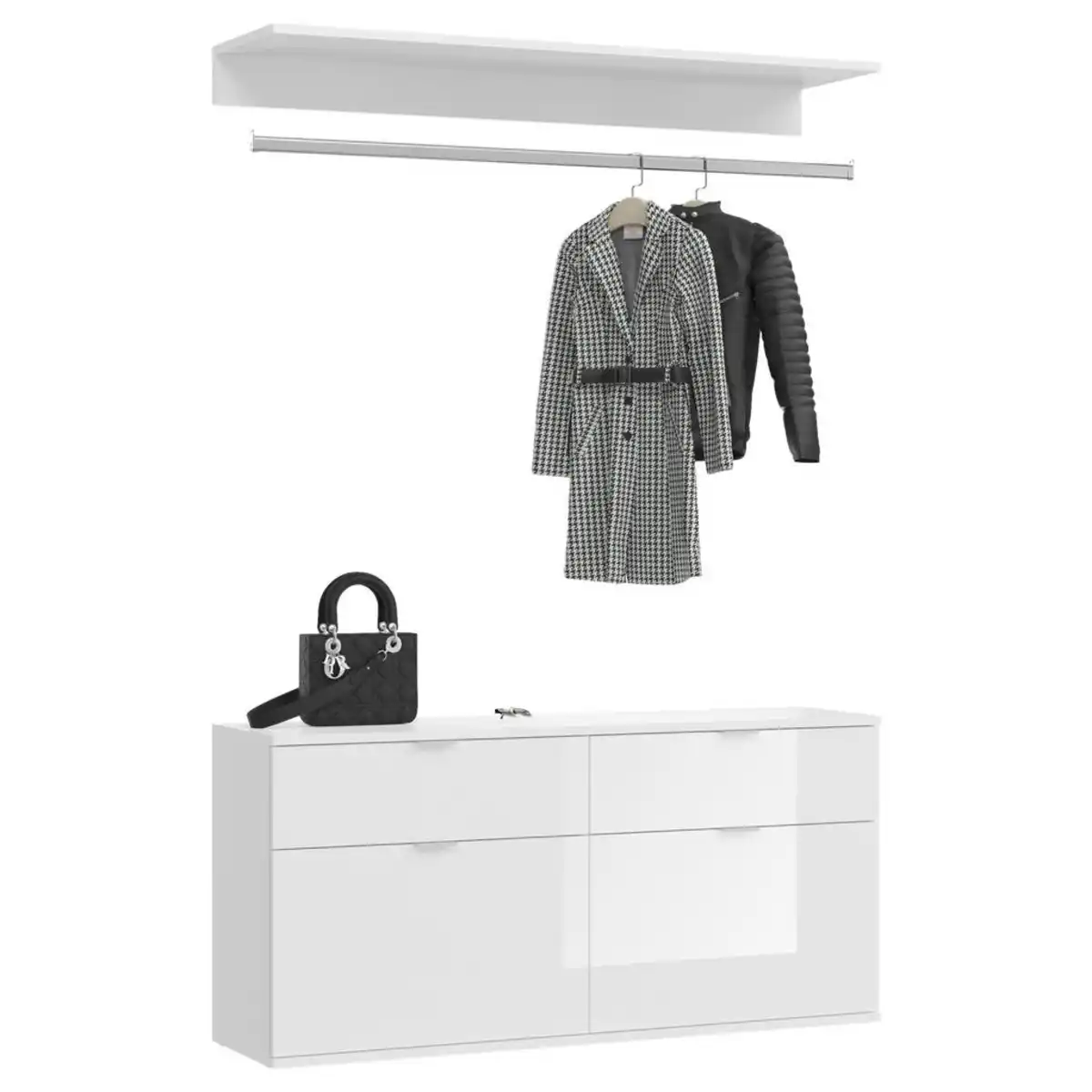 Bild 1 von Mid.you Garderobe, Weiß, 2-teilig, 2 Schubladen, 120x173.8-11.4x37 cm, FSC Mix, Garderobe, Garderoben-Sets & Serien, Garderoben-Sets