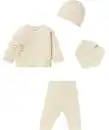 Bild 1 von Newborn Mütze + Oberteil + Halstuch + Hose, offwhite