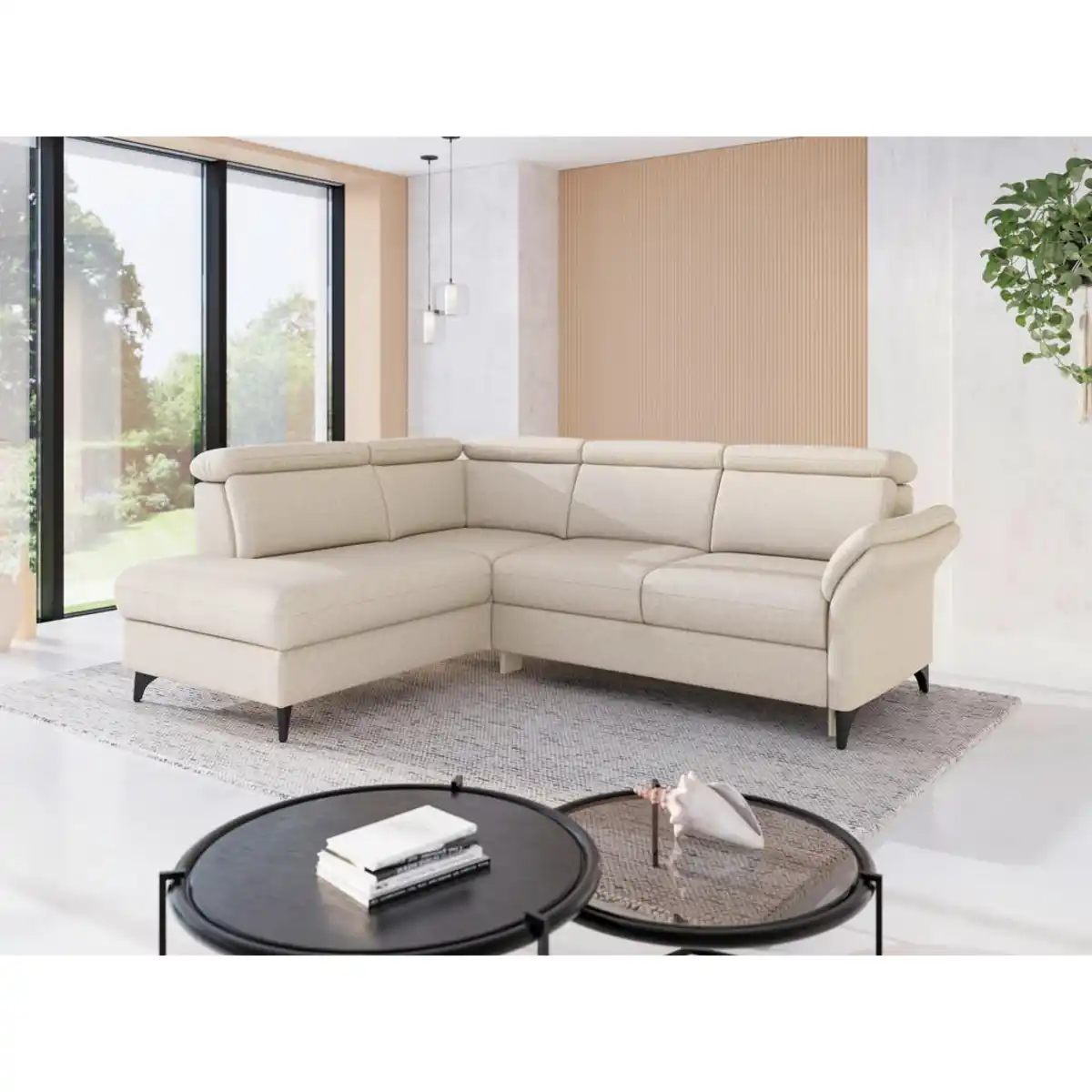 Bild 1 von Sit & More Ecksofa Glendale E, Creme, Textil, 5,5-Sitzer, Ottomane links, L-Form, 247x193 cm, Goldenes M, Oeko-Tex® Standard 100, Made in Europe, DGM-Klimapakt, Rücken echt, Armteil rechts, Wohnzim