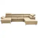 Bild 1 von Stylife Wohnlandschaft, Ecru, Textil, Leder, Kombination Echtleder/Lederlook, Rindleder, 6-Sitzer, U-Form, 327x212 cm, Goldenes M, Lederauswahl, Stoffauswahl, seitenverkehrt erhältlich, Wohnzimmer,