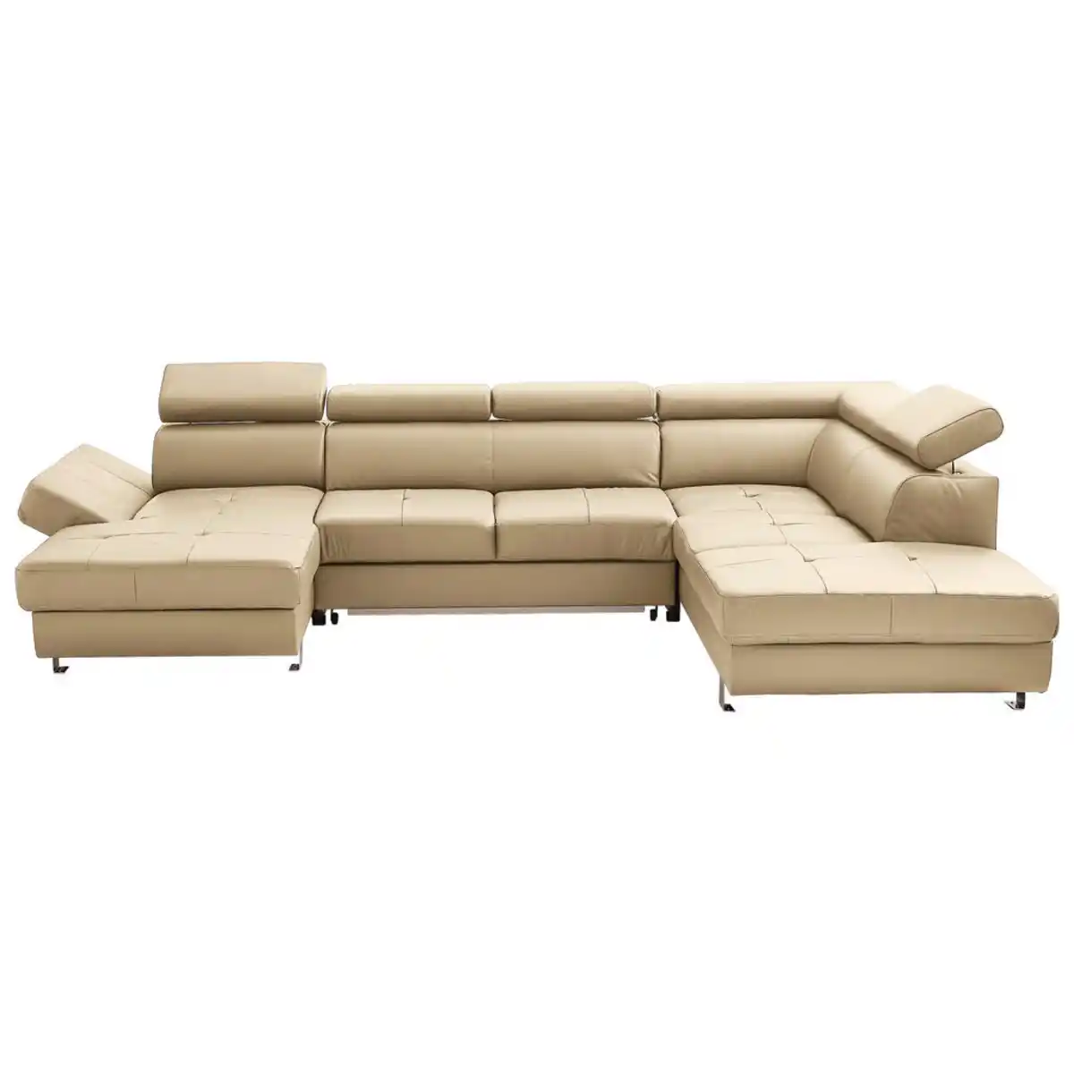 Bild 1 von Stylife Wohnlandschaft, Ecru, Textil, Leder, Kombination Echtleder/Lederlook, Rindleder, 6-Sitzer, U-Form, 327x212 cm, Goldenes M, Lederauswahl, Stoffauswahl, seitenverkehrt erhältlich, Wohnzimmer,