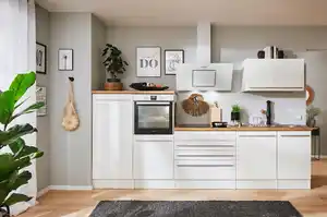 Küchenblock Gabriel ohne Geräte ca. 320 cm Weiß, Weiß, Weiß Hochglanz