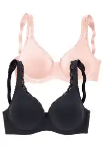 petite fleur T-Shirt-BH (Packung, 2 Stück) mit ungefütterten, nahtlosen Cups, aus Baumwollqualität, Basic Dessous