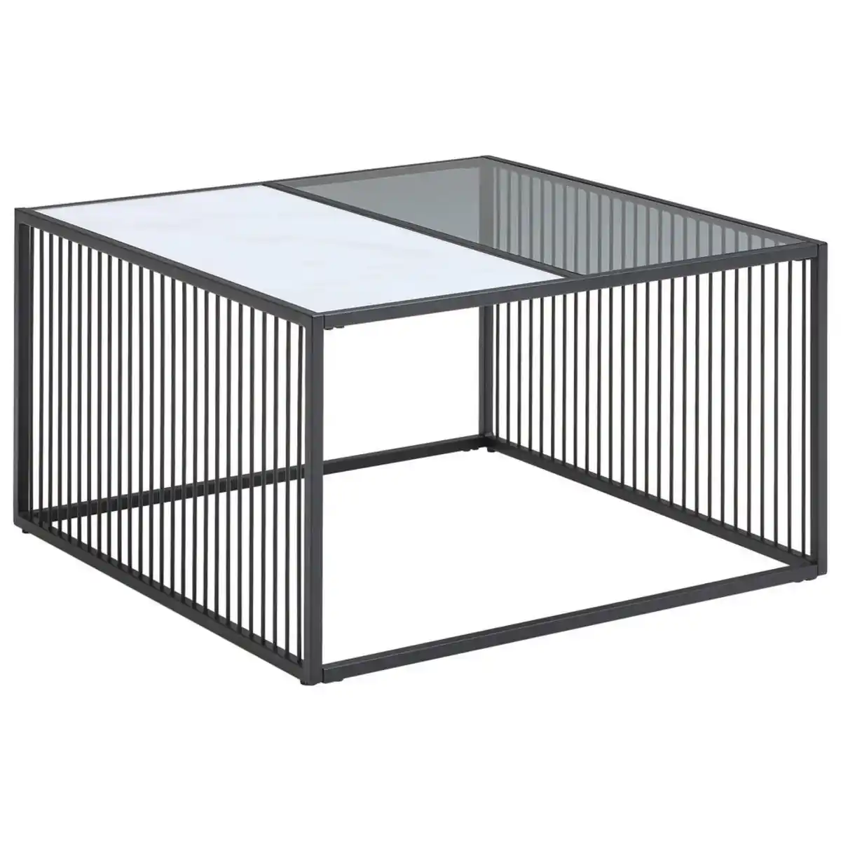 Bild 1 von Livetastic Couchtisch, Grau, Schwarz, Weiß, Metall, Glas, rechteckig, Flachrohr, 75x42x75 cm, Wohnzimmer, Wohnzimmertische, Couchtische