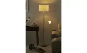 Trio Stehleuchte, 2-flammig, Stoffschirm weiß