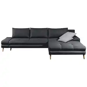 Mid.you Ecksofa, Dunkelgrau, Textil, Erle, massiv, Uni, 5-Sitzer, seitenverkehrt montierbar, L-Form, 313x215 cm, Made in EU, Schlafen auf Sitzhöhe, Rücken echt, Wohnzimmer, Sofas & Couches, Wohnlan