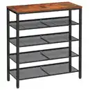 Bild 1 von Boxxx Schuhregal Vasagle, Braun, Schwarz, Metall, Holzwerkstoff, Vintage, 75x93x28 cm, Typenauswahl, stehend, Garderobe, Schuhaufbewahrung, Schuhregale