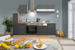 Küchenblock Merle mit Geräten ca. 250 cm Grau, Grau