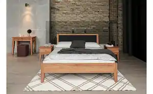 Massivholzbett mit gepolstertem Kopfteil Erik