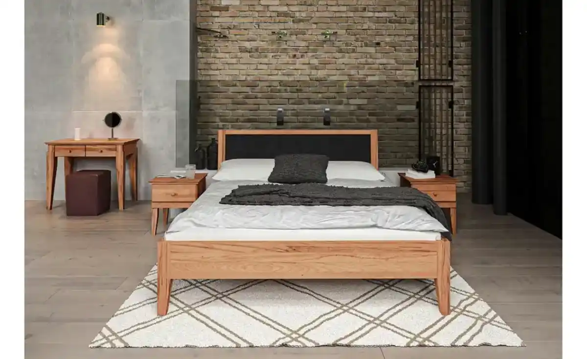 Bild 1 von Massivholzbett mit gepolstertem Kopfteil Erik