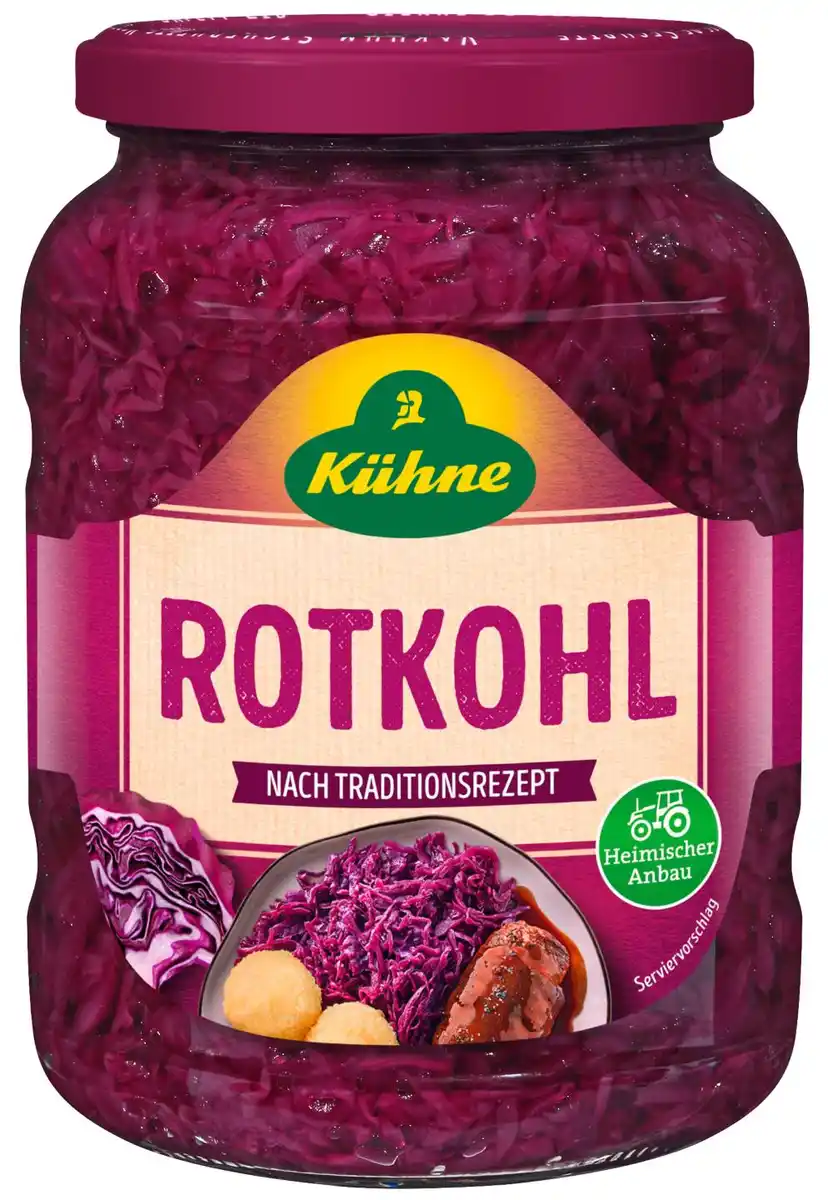 Bild 1 von KÜHNE Rotkohl oder Apfelrotkohl, 680-g-Glas