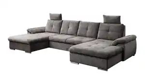 Wohnlandschaft Schlaffunktion grau Bettkasten - 339 cm - ELBA