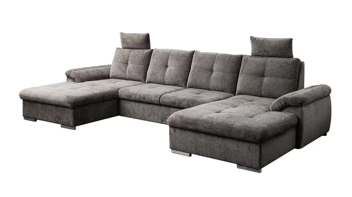 Bild 1 von Wohnlandschaft Schlaffunktion grau Bettkasten - 339 cm - ELBA