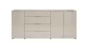 Sideboard 4 Schubladen - beige - Glasfront - 226 cm - SANTORIN