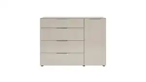 Kommode 4 Schubladen - beige - Glasfront - 135 cm - SANTORIN