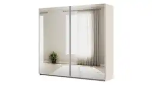 Schwebetürenschrank beige Spiegel 218 cm - 2-türig - rauch - VERO