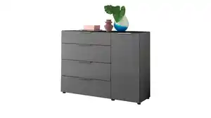 Kommode 4 Schubladen - anthrazit - Glasfront - 135 cm - SANTORIN