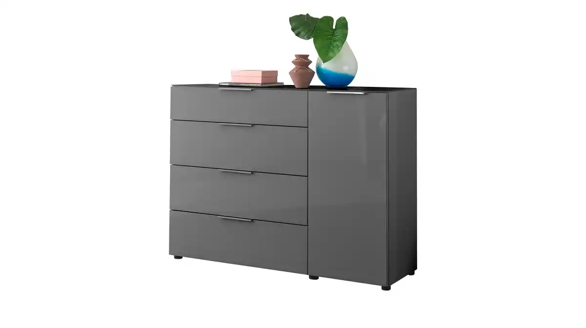 Bild 1 von Kommode 4 Schubladen - anthrazit - Glasfront - 135 cm - SANTORIN