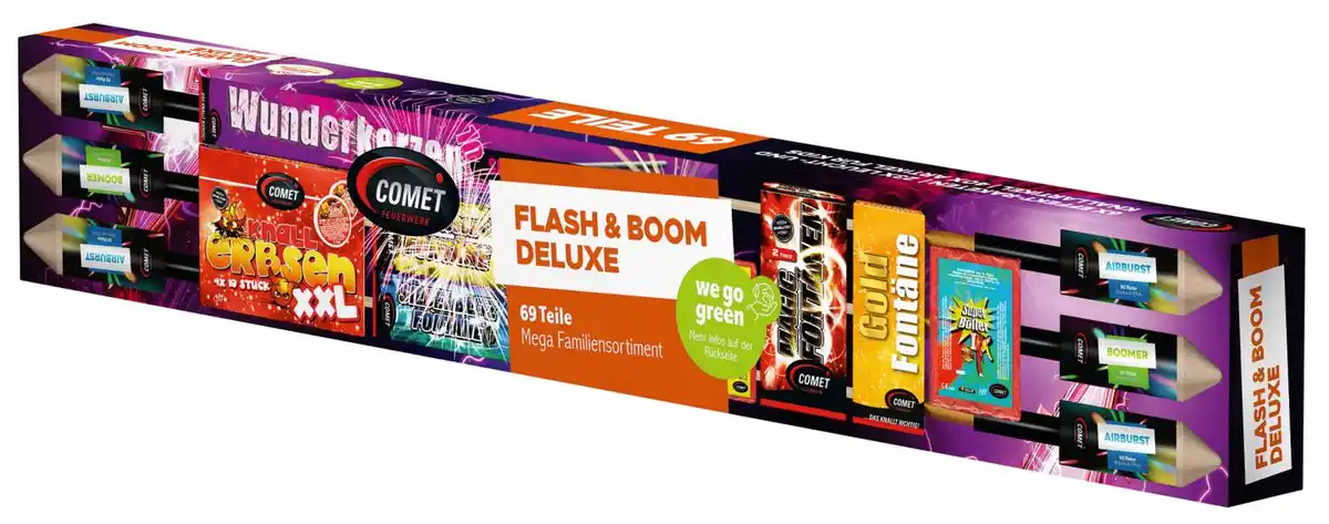 Bild 1 von COMET »Flash & Boom Deluxe« Familienfeuerwerkssortiment, 69-teilig