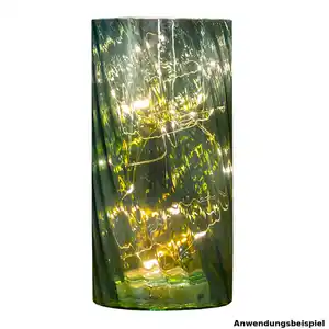 Deko-Lampe batteriebetrieben aus Glas mit LED-Silberdraht