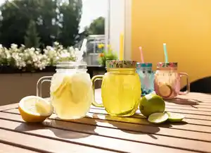 Henkelglas Ananas mit Schraubdeckel und Trinkhalm