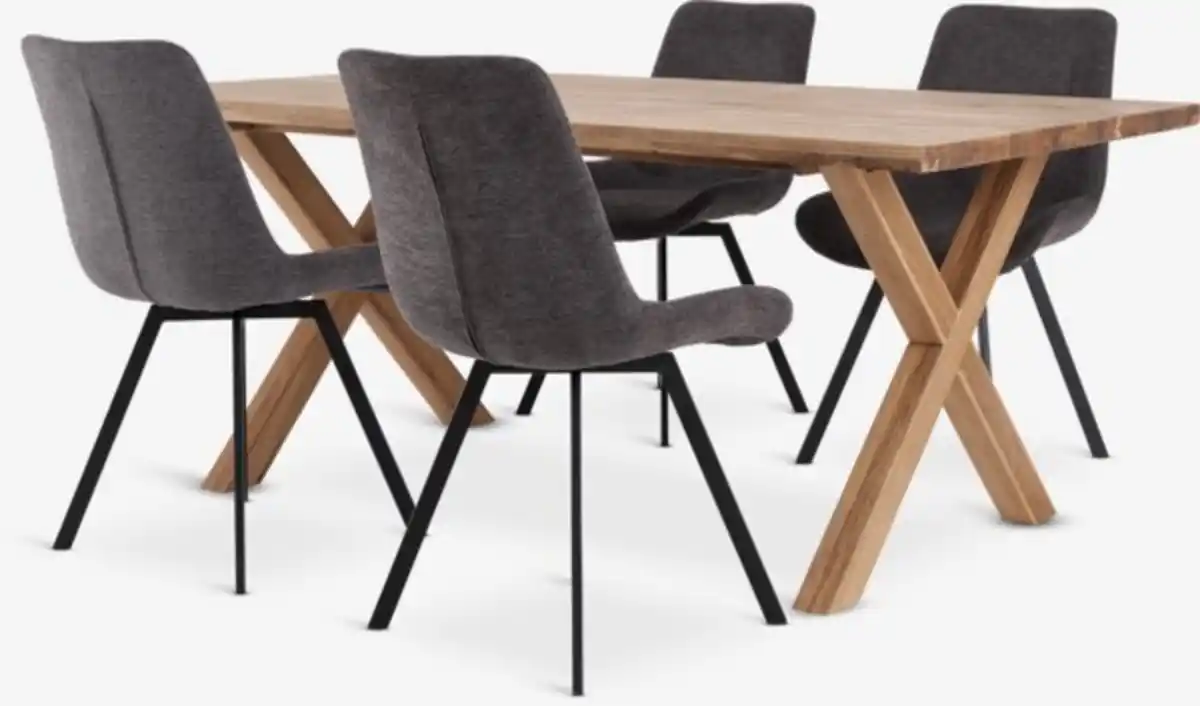 Bild 1 von GRIBSKOV L180 Tisch Eiche natur + 4 HYGUM Stühle grau