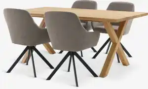 GRIBSKOV L180 Tisch Eiche natur + 4 ROSTRUP sand/schwarz