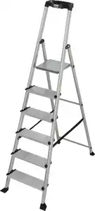 Krause Aluminium Stufen-Stehleiter Sepuro 6 Stufen mit Ablageschale 3,25 m