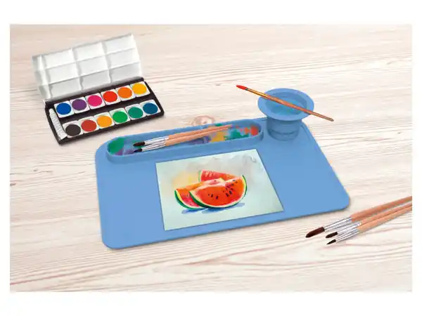 Bild 2 von crelando® Pinselbecher und Unterlage (Blau)