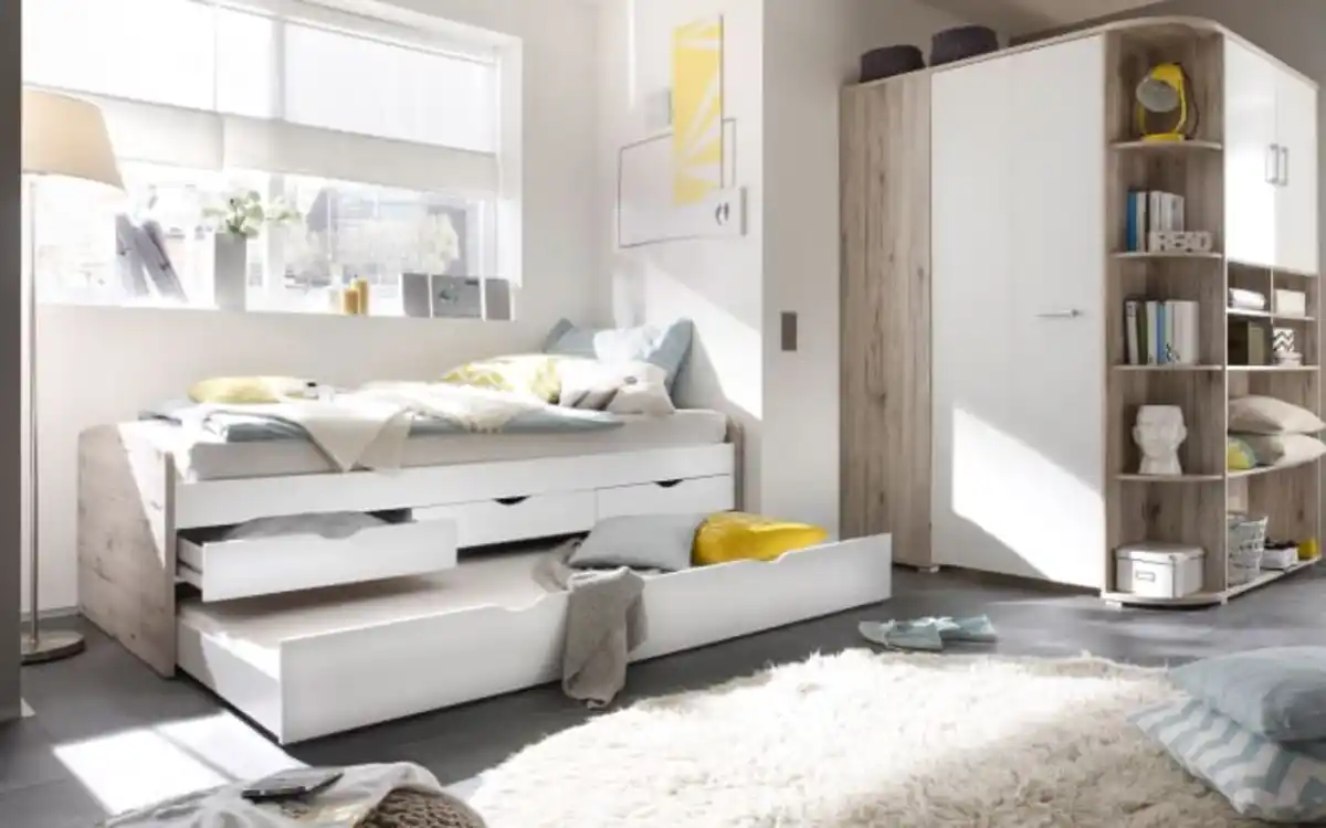 Bild 2 von Tandemliege Nessi, Sandeiche-Nachbildung/weiß