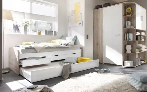 Bild 2 von Tandemliege Nessi, Sandeiche-Nachbildung/weiß