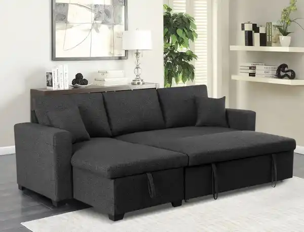 Bild 2 von Ecksofa mit Stauraum & Schlaffunktion, ca. 224 x 146 x 88 cm - Dunkelgrau