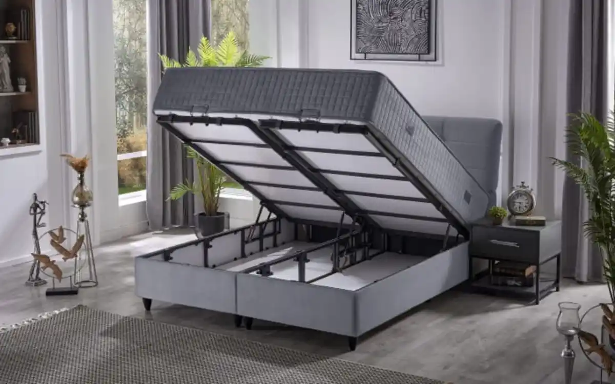 Bild 4 von Polsterbett Naomi, grau/blau, 180 x 200 cm, inkl. Bettkasten