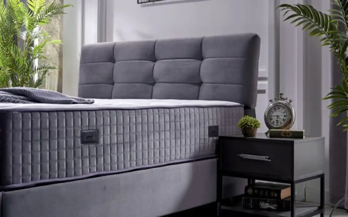 Bild 2 von Polsterbett Naomi, grau/blau, 180 x 200 cm, inkl. Bettkasten