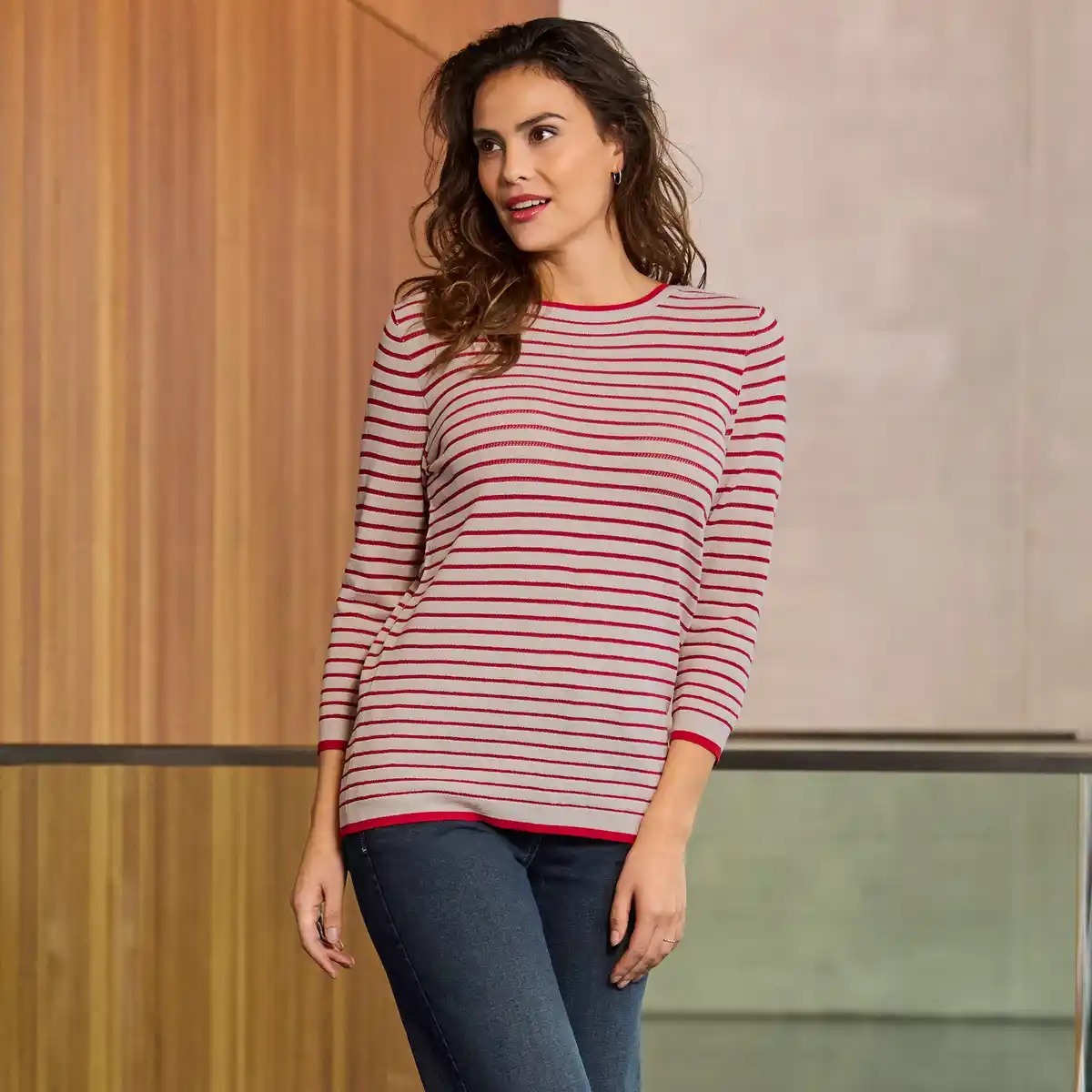 Bild 1 von Damen-Pullover mit Streifenmuster