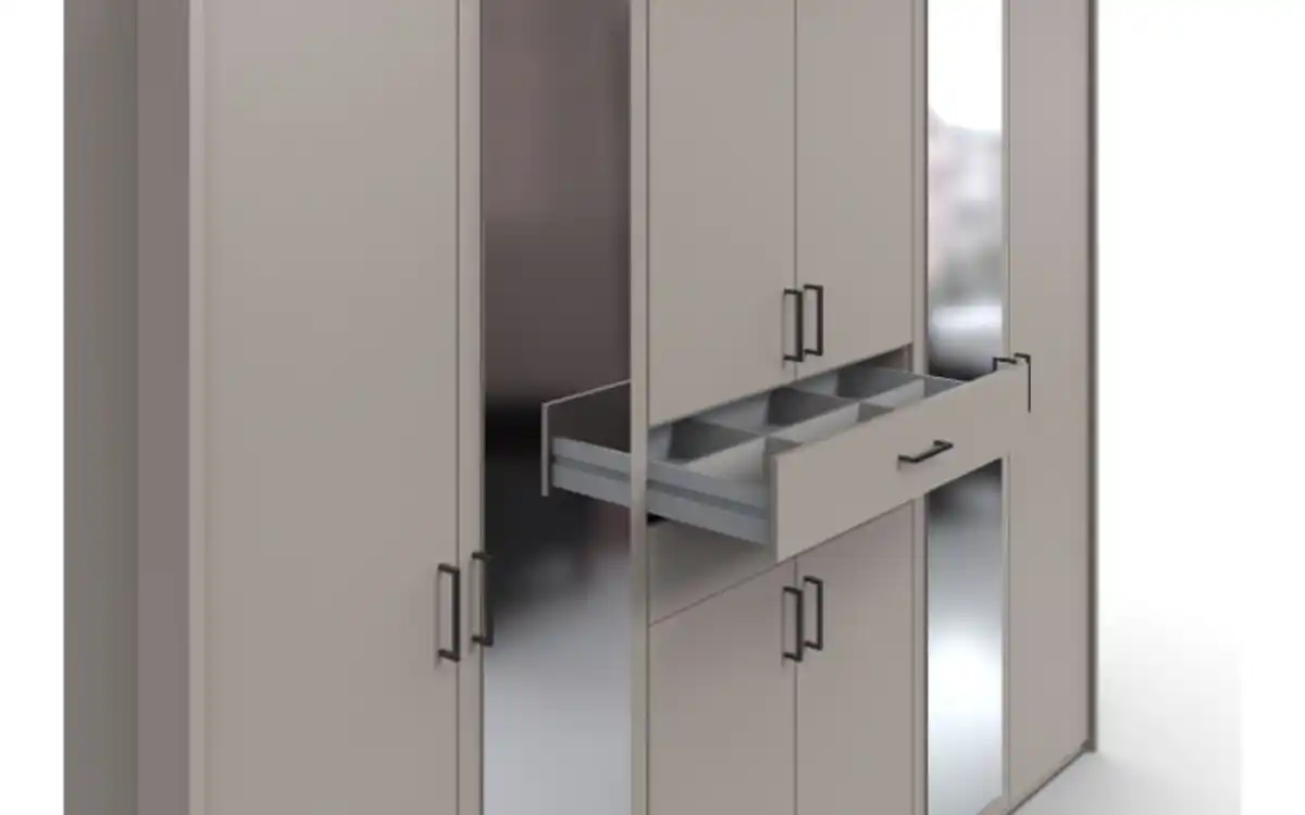 Bild 3 von Drehtürenschrank Düsseldorf, grau, 270 x 208 cm, inkl. Spiegelfront