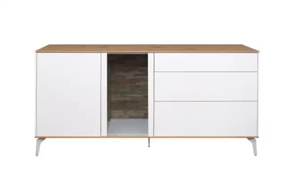 Bild 2 von Mäusbacher - Lowboard Faro, weiß/Asteiche, 80 cm, inkl. Push-to-Open Funktion