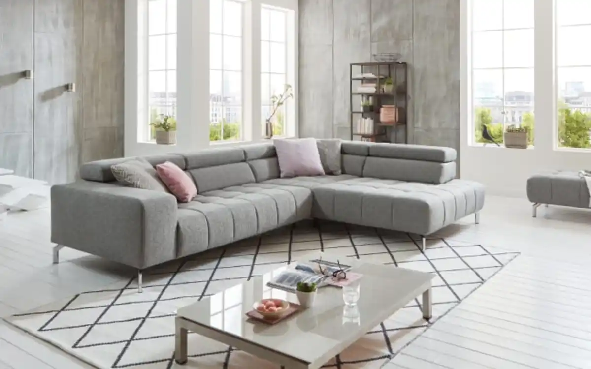 Bild 1 von SYSTEMPOLSTER - Wohnlandschaft Message, grau, inkl. übertiefem Anstellhocker