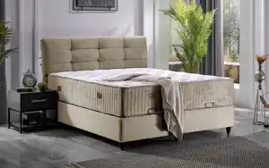 Polsterbett Naomi, beige, 180 x 200 cm, inkl. Bettkasten