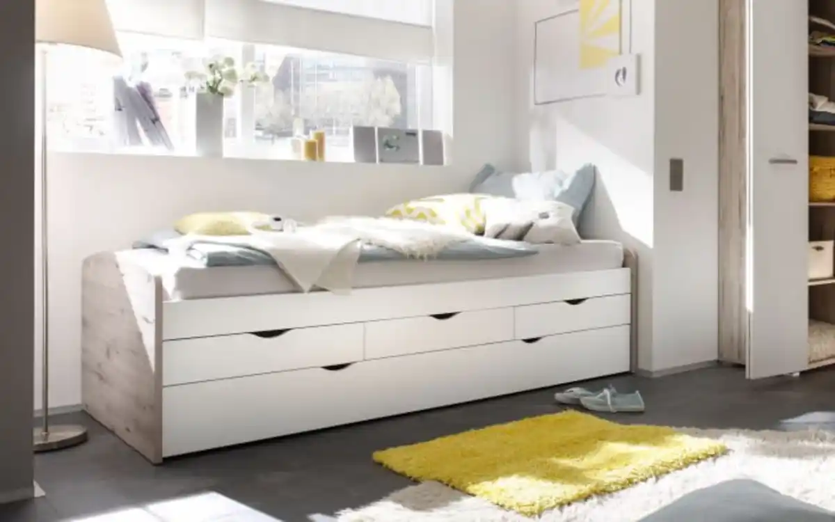 Bild 1 von Tandemliege Nessi, Sandeiche-Nachbildung/weiß