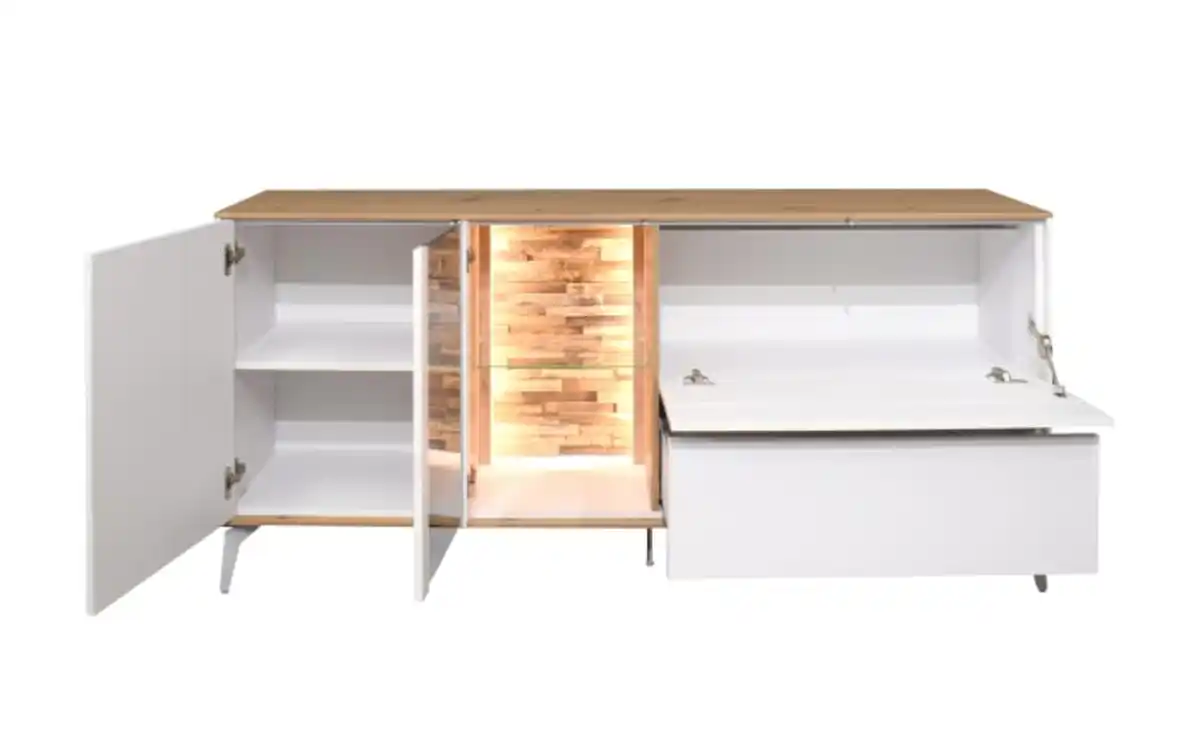 Bild 4 von Mäusbacher - Lowboard Faro, weiß/Asteiche, 80 cm, inkl. Push-to-Open Funktion