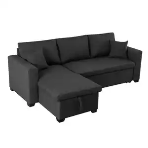Ecksofa mit Stauraum & Schlaffunktion, ca. 224 x 146 x 88 cm - Dunkelgrau