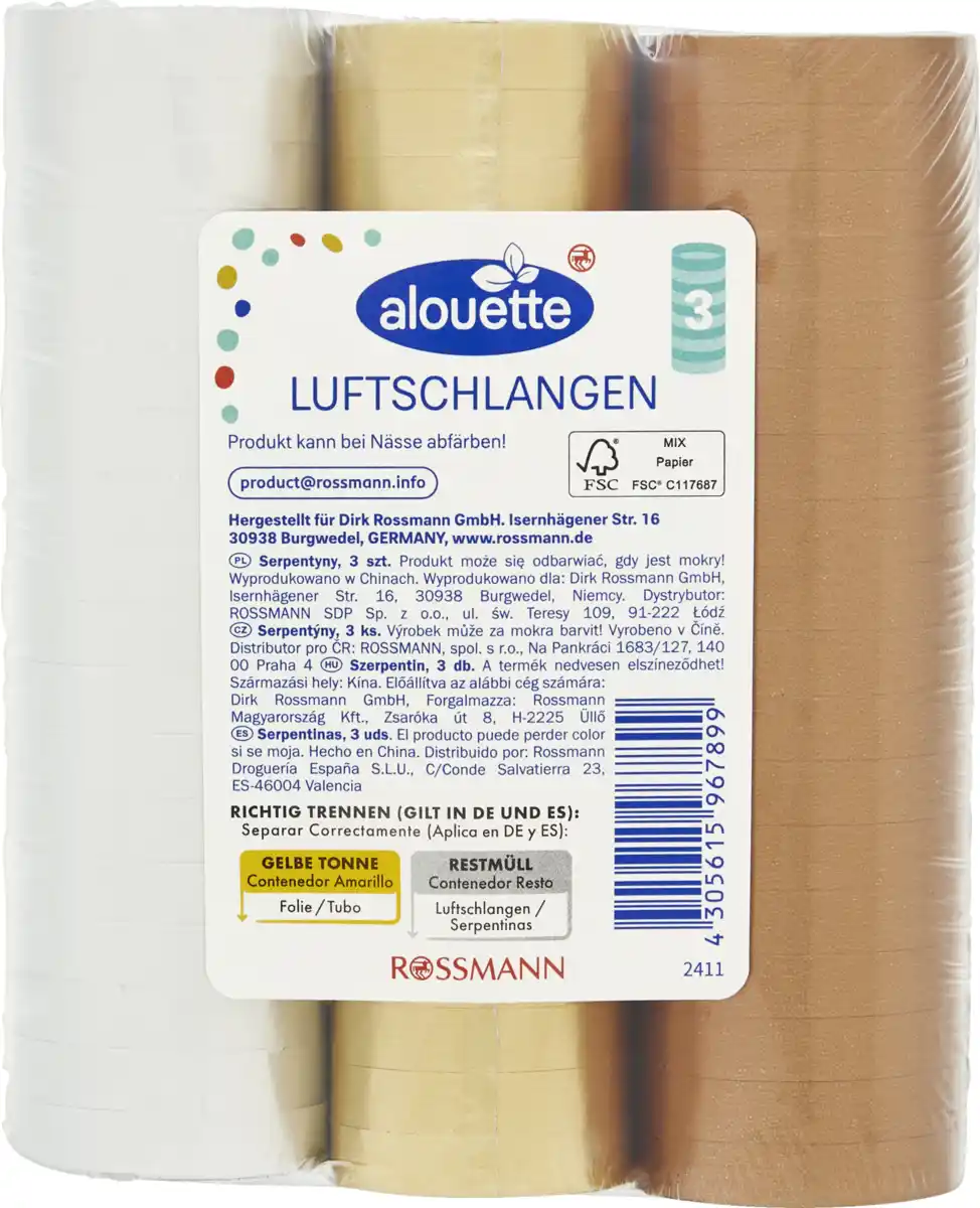 Bild 3 von alouette Luftschlangen metallic