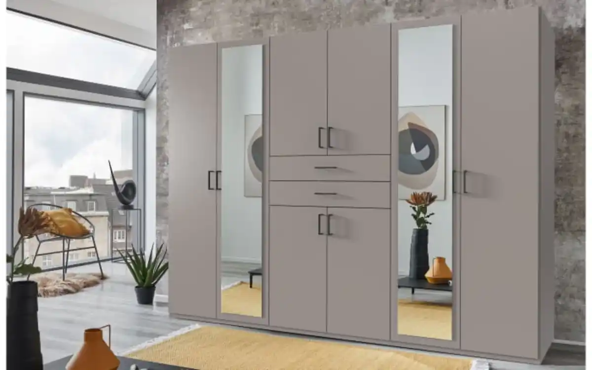 Bild 1 von Drehtürenschrank Düsseldorf, grau, 270 x 208 cm, inkl. Spiegelfront