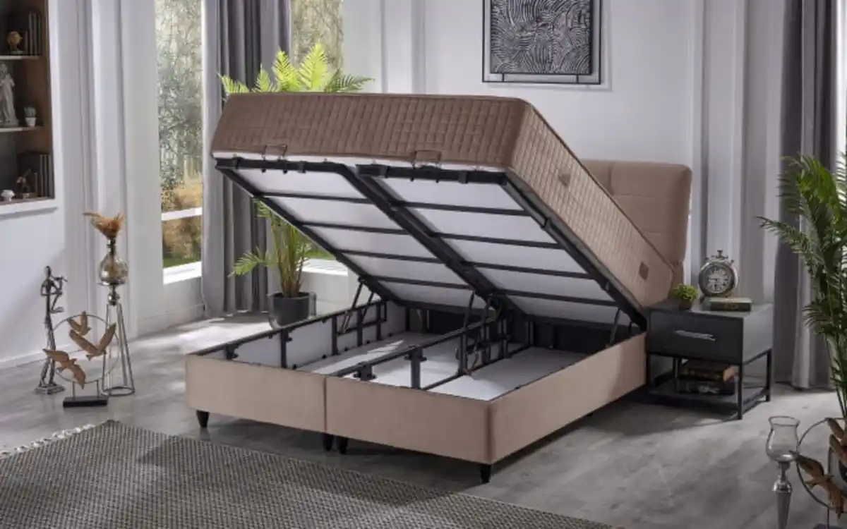 Bild 3 von Polsterbett Naomi, hellbraun, 180 x 200 cm, inkl. Bettkasten