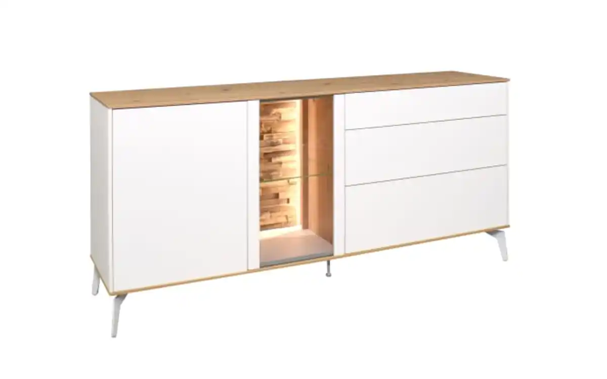 Bild 1 von Mäusbacher - Lowboard Faro, weiß/Asteiche, 80 cm, inkl. Push-to-Open Funktion