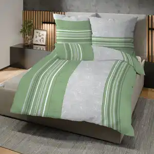 Renforcé-Bettwäsche-Garnitur im Streifen-Design